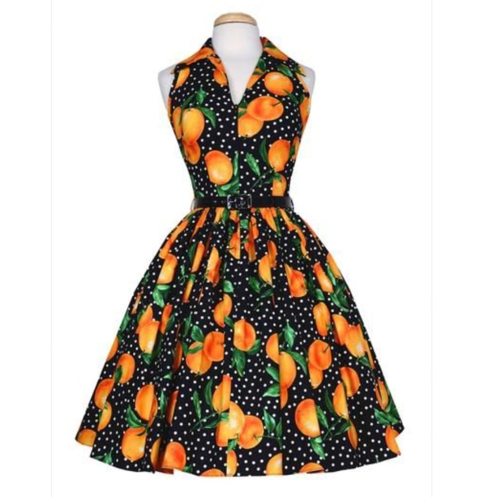 Vintage Bernie Dexter Mari Oranges Dress RARE